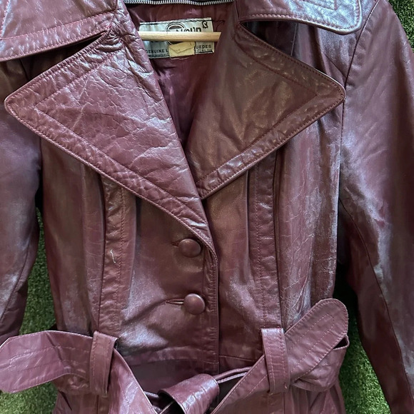 Vintage 1980s Cosa-Nova Long Red Leather Jacket Small - Picture 6 of 10